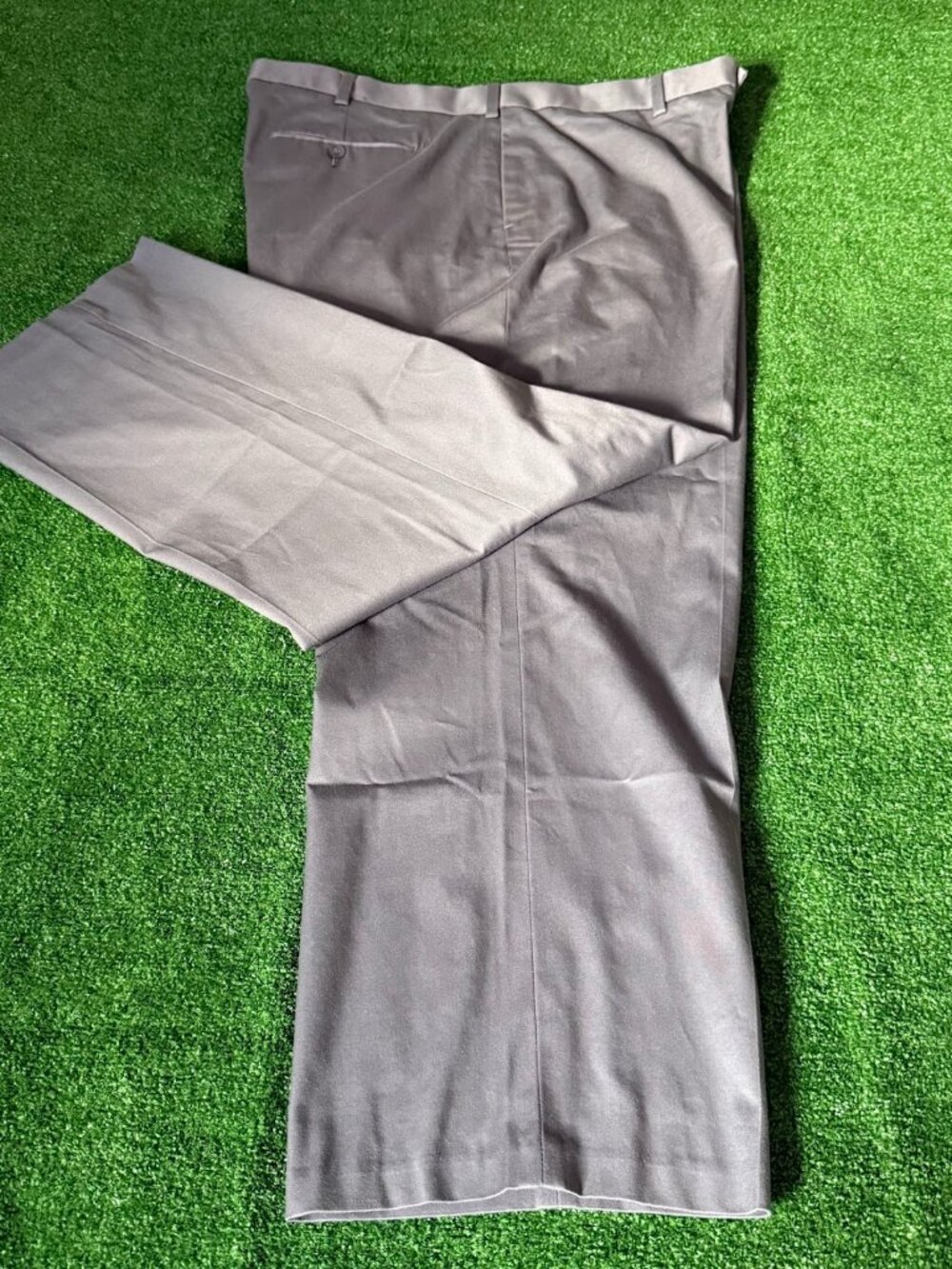 Perry Ellis Flat Front Straight Leg Gray Comfort Pants Casual Slacks Size 44x30